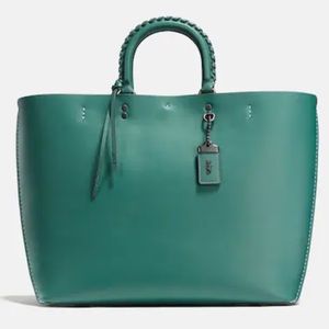 RARE Coach Rogue Tote With Whipstitch Handle Teal
